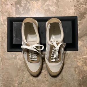 MIA White and Tan Tennis Sneakers Retro Casual Design New with no tags and box.
